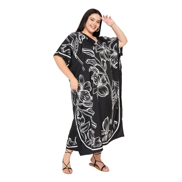 Gypsie Blu Digital Floral Printed Plus Size Kaftan Maxi Dresses Party Gown - Picture 5 of 9